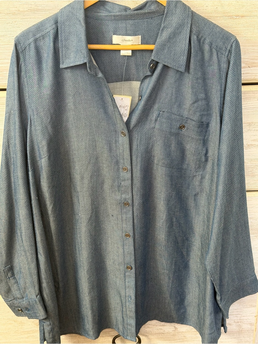 CJ Banks Blue Button-Down Shirt